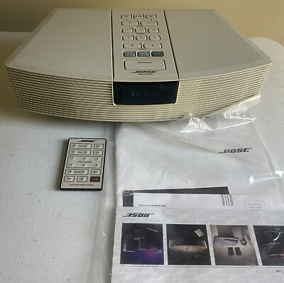 #ad Bose Wave Radio AWR1W1 Alarm Clock AM FM Stereo White w Manual and Remote $119.99