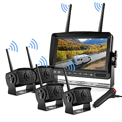 #ad HD Digital Wireless 7quot; Quad Splitscreen DVR Monitor 4* AHD Backup Cameras Kit $349.99