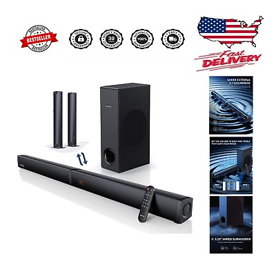 #ad Ultra Slim Soundbar Wired Subwoofer Enhanced TV Audio with Easy Connectivity $210.38