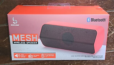 #ad BASS JAXX Mesh Wireless Speaker w Bluetooth #SP 0238 RED $14.14