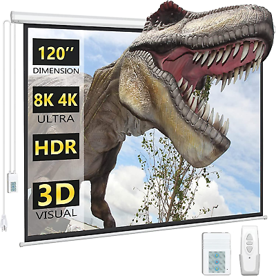 #ad Motorized Projector Screen 120quot; Remote Control Indoor Automatic Drop Down 4K $242.42