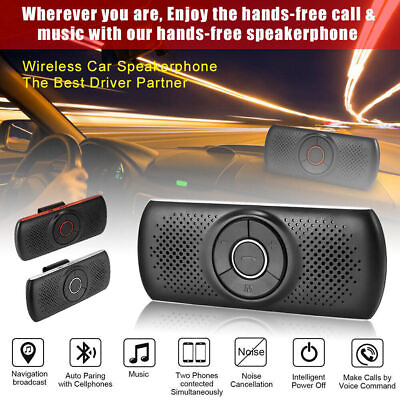 #ad Wireless Bluetooth Hands Free Car Kit Speakerphone Speaker Phone Visor Clip USA $17.47