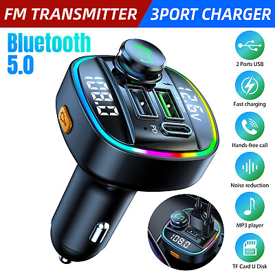 #ad Car Bluetooth FM Transmitter Radio MP3 Wireless Adapter Hands Free 3Port Charger $12.98