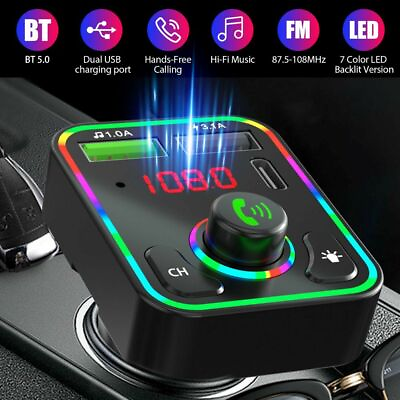 #ad Bluetooth 5.0 Car Wireless FM Transmitter Adapter 2USB PD Charger Hands Free AUX $5.99