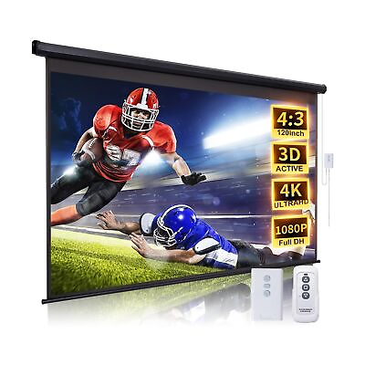 #ad 120 Inch Projector Screen Motorized 4:3 HD Electric Rising Projector Screen P... $206.23