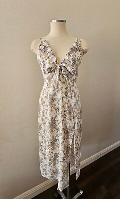 #ad Abercrombie amp; Fitch Floral Midi Slit Dress Size Small NWT $45.00