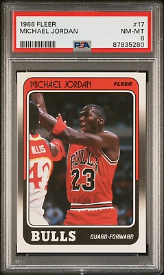 #ad 1988 Fleer Basketball #17 Michael Jordan Chicago Bulls HOF PSA 8 NM MT Sharp $130.00