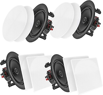 #ad NEW * 4 Speakers 8’’ Bluetooth Ceiling Wall Speaker Kit Flush Mount 2 Way Home $122.95