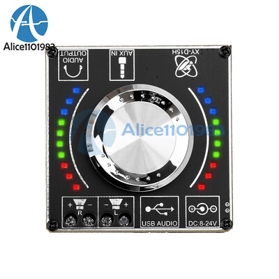 #ad XY D15H Digital Audio Power Amplifier board w Spectrum Volume Bluetooth Aux in $8.90