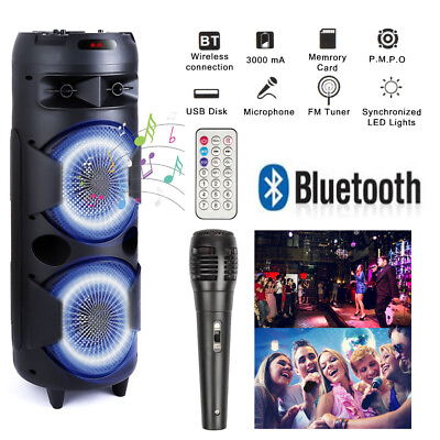 #ad Dual 6.5quot; Woofer Portable FM Bluetooth Party Speaker Heavy Bass Sound With Mic $55.99
