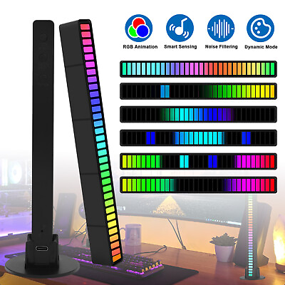 #ad 4PCS LED Voice Activated Lights Wireless USB Pickup Music Sound Control Colorful $12.48