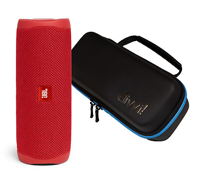 #ad JBL Flip 5 Red Bluetooth Speaker w divvi Hardshell Case Kit $89.95