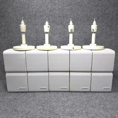#ad 5x Bose Double Cube Speakers Satellite Lifestyle w 4x Wall Mounts White $164.99