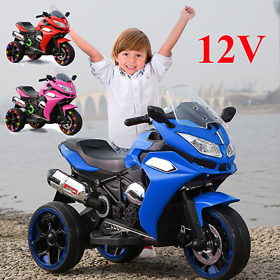 #ad 12V Kids Electric Motorcycle With 3 Lighting Wheel MP3 For Boys Girls Gifts $187.13