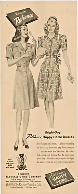 #ad 1944 Reliance Happy Home Dresses Women Vintage Print Ad $9.50
