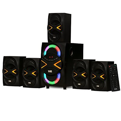 #ad 5.1 Speaker System 5.1 Channel with LED lights and Bluetooth Home Theater $146.66