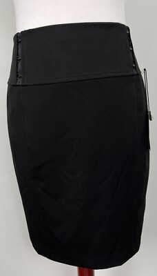 #ad NWT Black EXPRESS High Waisted Knee Length Pencil Skirt Career Business Edgy $29.99