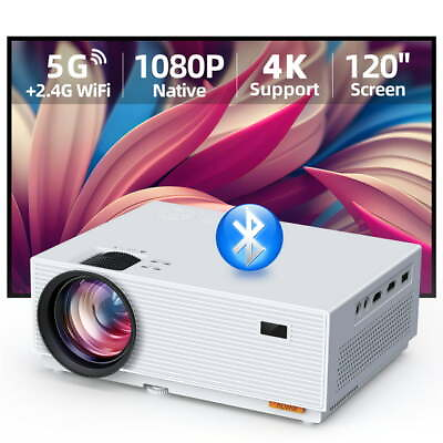 #ad 4K Bluetooth 5.2 Projector Native 1080P 5G WiFi Mini LED 400quot; Video Home Theater $52.69