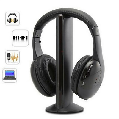 #ad 5in1 Headset Wireless Headphones Cordless RF Headset Earphones For TV DVD PC $24.55