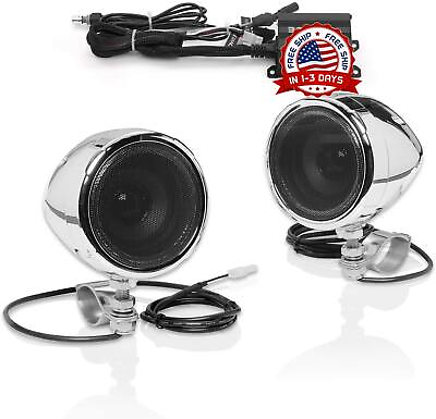 #ad Audio Chrome Bluetooth Speaker Amplifier Handlebar Motorcycle UTV Speakers NEW $149.99