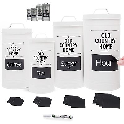 #ad Farmhouse Canister Sets for Kitchen Sugar and Flour Canister Set White Cani... $44.01