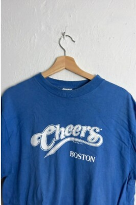 #ad Cheers Boston TV bar Mens Large Vintage T Shirt blue good shape $14.39