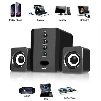 #ad Stereo Bass Sound USB Computer Speakers 2.1Channel for Laptop Desktop TV PC I7P2 $19.69