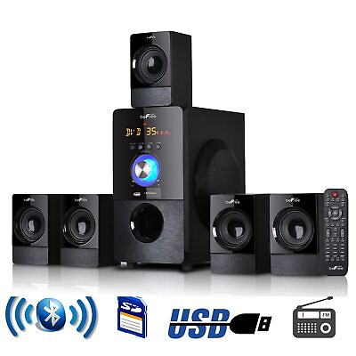 #ad beFree Sound 5.1 Channel Surround Sound Bluetooth Speaker System in Black $170.03