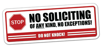 #ad No Soliciting sticker window vinyl label decal home knocking notice knock door $3.99