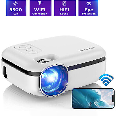 #ad WiFi Video Projector 8500 Lumens 1080P LED Mini Home Theater Cinema Projector $39.68