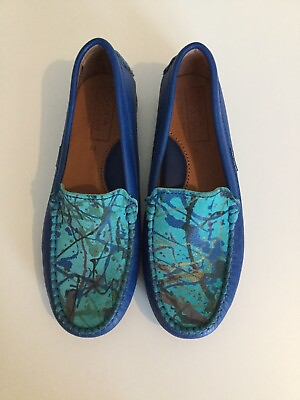 #ad New Atlanta Moccasins 34 Boy Or Girl Uni Blue Green Summer Shoe Slip On $49.00