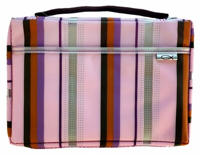 #ad Bible Cover; Pink Lavender Stripes; LG up to 9.5 x 6.5 x 1.25 In $18.99