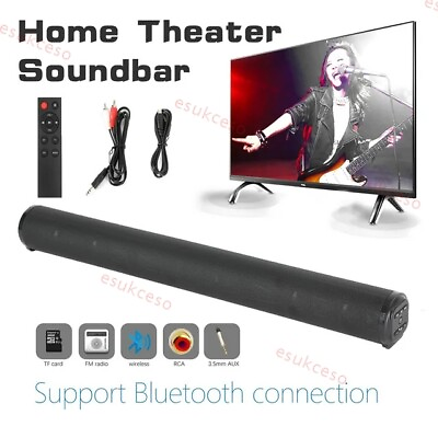 #ad Surround Sound Bar 4 Speaker System Wireless BT Subwoofer TV Home Theateramp;Remote $32.99