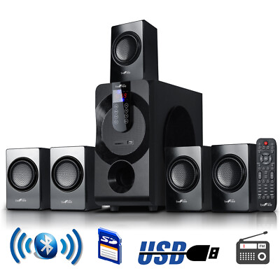 #ad beFree Sound 5.1 Channel Surround Sound Bluetooth Speaker System in Black $128.34