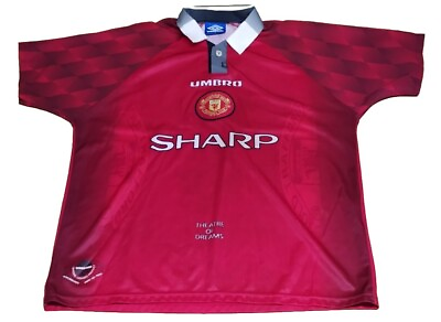 #ad Manchester United Umbro Sharp Home Shirt Official 96 97 Red Large RARE 90s GBP 99.99