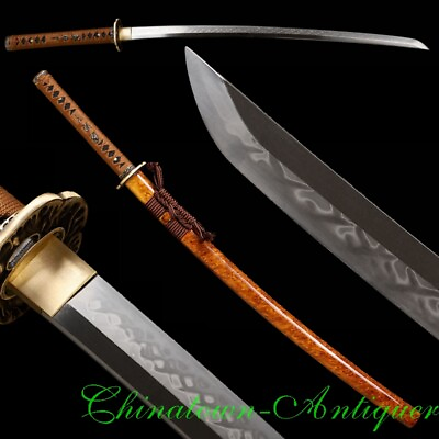 #ad Japanese Samurai Katana Sword L6 Steel Clay Tempered Hitatsura Hamon Sharp #1054 $830.45