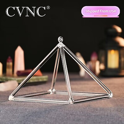 #ad CVNC 8Inch Quartz Clear Crystal Singing Pyramid Bowl Sound Energy Sound Healing $99.00