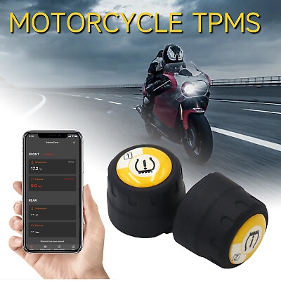 #ad 2x Smart Motorcycle TPMS Bluetooth Tire Pressure Monitoring System Test Sense $30.77