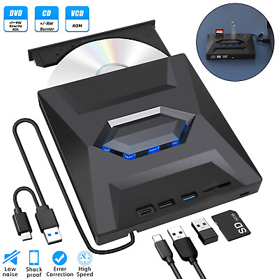 #ad External CD DVD Drive USB 3.0 Writer Burner Player for PC Laptop Windows 11 10 $24.98