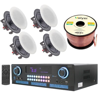 #ad Home Theater System 2000 W Bluetooth Amplifier w 4 QTY 6.5quot; Ceiling Speakers $290.99