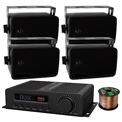 #ad Pyle PFA540BT 5 Channel Bluetooth FM Amp Receiver 4x 3.5#x27;#x27; 200W Black Speakers $179.49