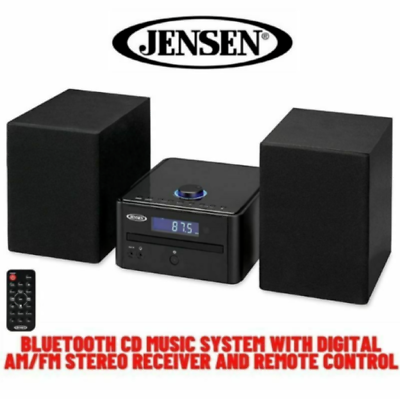 #ad Bookshelf Home Stereo System Bluetooth Cd Player AM FM Radio Stereo Music Black $99.96