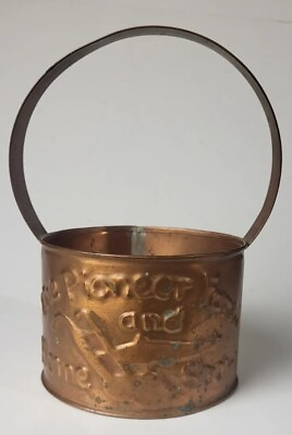 #ad Vintage 1994 Indiana Pioneer Home amp; Farm Show handled Embossed Copper basket $40.00