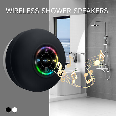#ad Bluetooth Speaker RGB Light Waterproof Bathroom Audio Wireless Shower Speakers $9.62