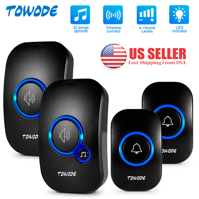 #ad Wireless Home Doorbell Chime Long Range Plugin Receiver Waterproof Press Button $17.85