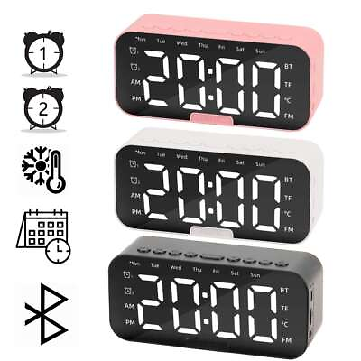 #ad Smart Digital Alarm Clock FM Radio Wireless Bluetooth LED With Speaker Portable $11.15