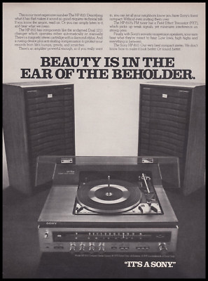 #ad Sony Turntable and speakers print ad 1976 $5.99