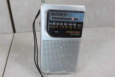 #ad #ad Vintage Sony Model ICF S10MK2 Silver Pocket FM AM Radio w Speaker TESTED WORKS $13.49