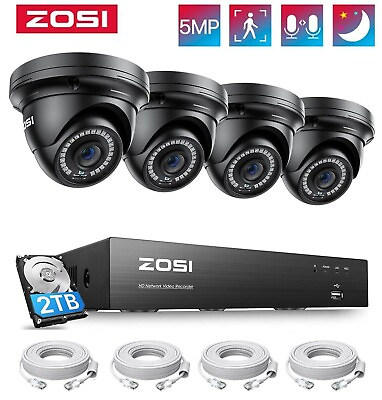 #ad ZOSI 4K 8CH NVR PoE Security IP 3K Camera Outdoor System 2TB 24 7 Recording $260.99