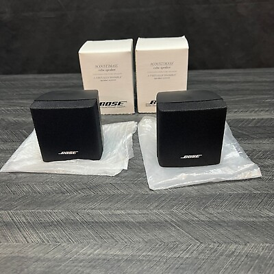 #ad 2 Bose Single Cube Speakers Acoustimass Mountable Satellite Surround With Boxes $55.00